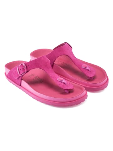 Mandel Leren teenslippers roze