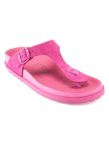 Mandel Leder-Zehentrenner in Pink