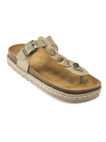 Mandel Leder-Zehentrenner in Beige