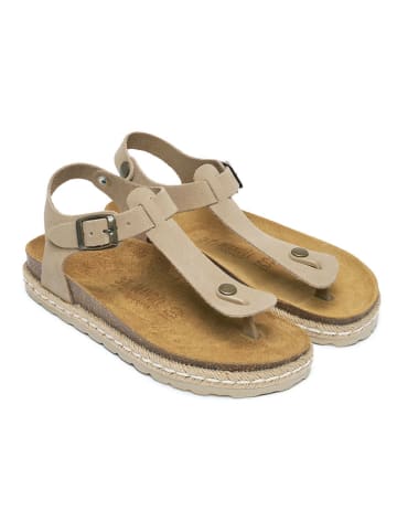 Mandel Leren teensandalen beige/bruin