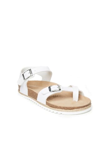 Mandel Leren teenslippers "Eisa" wit