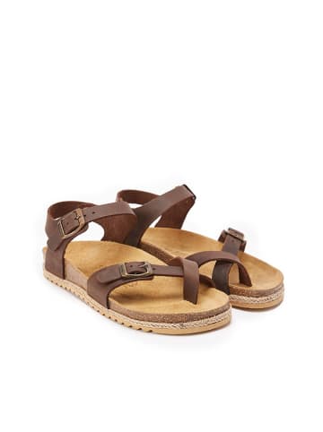 Mandel Leren teenslippers "Eisa" bruin