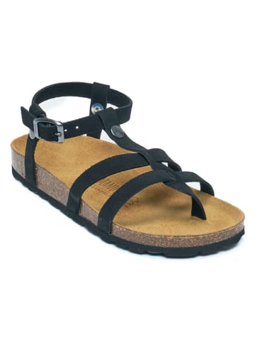Mandel Leren teensandalen zwart