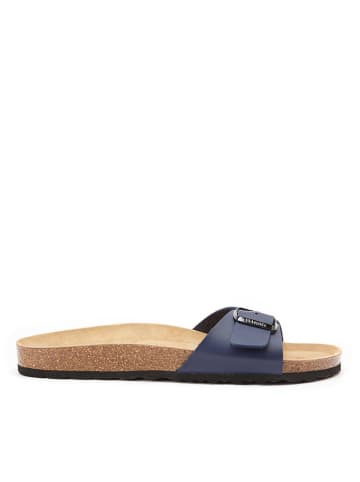 Mandel Leren slippers donkerblauw