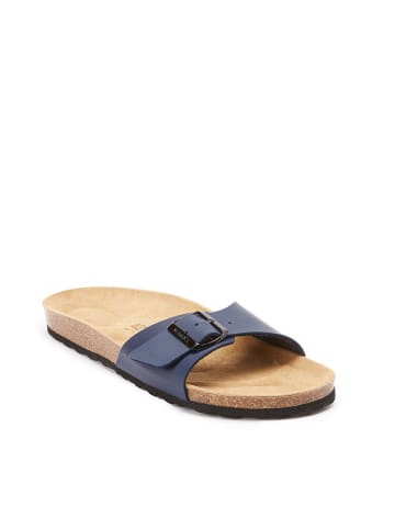 Mandel Leren slippers donkerblauw