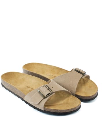 Mandel Skórzane klapki w kolorze beżowym