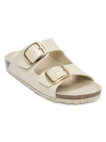 Mandel Pantoletten in Creme