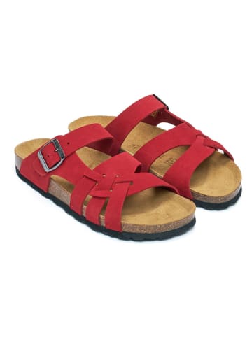 Mandel Leder-Pantoletten in Rot