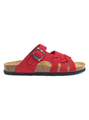 Mandel Leren slippers rood