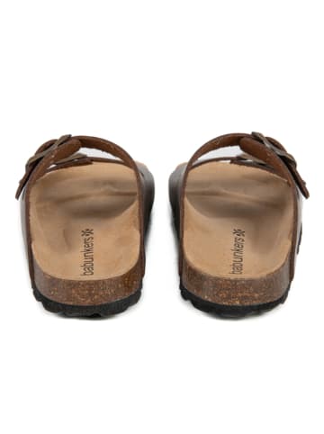 BABUNKERS Family Leren slippers bruin