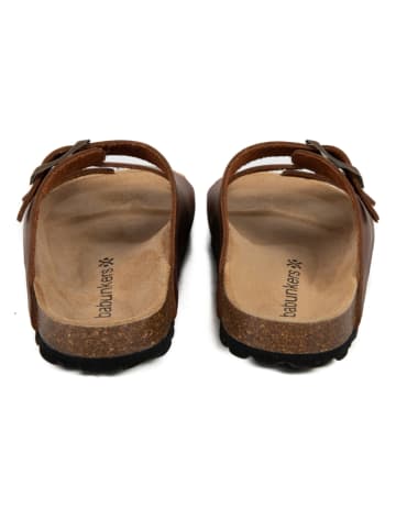 BABUNKERS Family Leren slippers cognackleurig