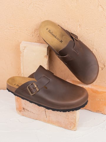 BABUNKERS Family Leder-Clogs in Braun