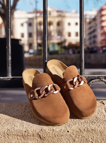 BABUNKERS Family Leren clogs lichtbruin