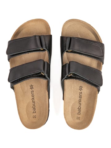 BABUNKERS Family Skórzane klapki w kolorze czarnym