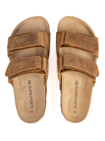 BABUNKERS Family Skórzane klapki w kolorze brązowym