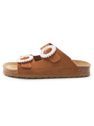 BABUNKERS Family Skórzane klapki w kolorze brązowym