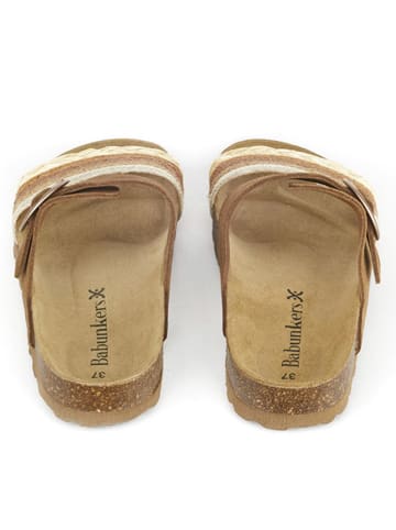 BABUNKERS Family Skórzane klapki w kolorze brązowym