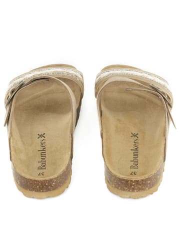 BABUNKERS Family Skórzane klapki w kolorze jasnobrązowym