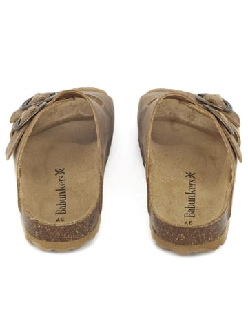 BABUNKERS Family Skórzane klapki w kolorze jasnobrązowym