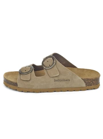BABUNKERS Family Leren slippers lichtbruin