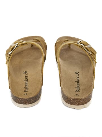 BABUNKERS Family Leren teenslippers geel