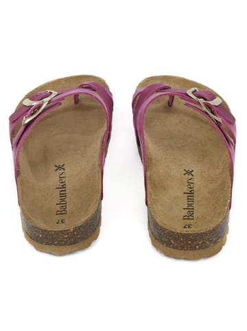 BABUNKERS Family Leren teenslippers roze