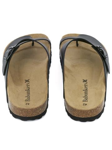 BABUNKERS Family Leren teenslippers zwart