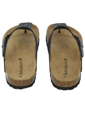 BABUNKERS Family Leder-Zehentrenner in Schwarz