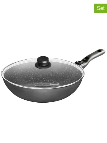 Stoneline 2-delige set: wokpan met deksel grijs - Ø 30 cm