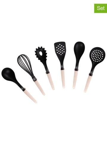 Stoneline 6tlg. Kochbesteck-Set "Natural Line® " in Schwarz/ Creme