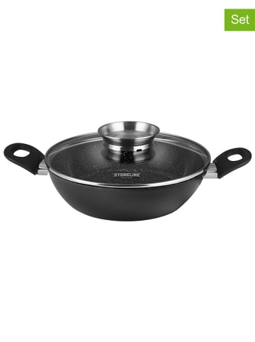 Stoneline 2-delige set: serveerpan met deksel "Ceramic'' grijs - Ø 28 cm