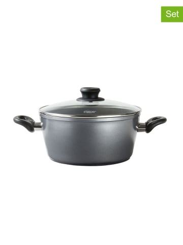 Stoneline 2tlg. Set: Kochtopf in Grau - 6,9 l