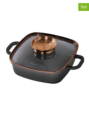 Stoneline 2tlg. Set: Servierpfanne in Schwarz - (L)20 x (B)20 cm