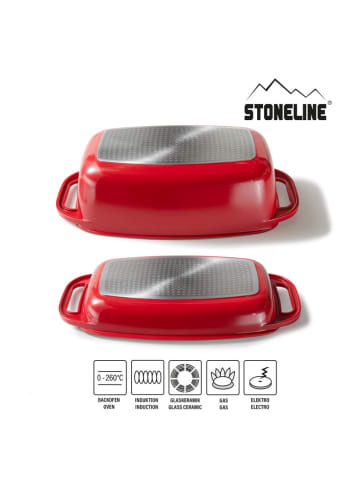 Stoneline 2-delige set: braadslede rood - (B)40 x (H)22 cm