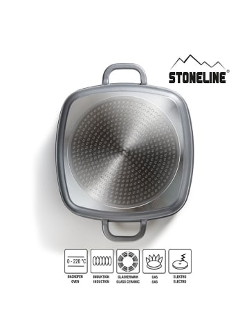 Stoneline 2-delige set serveerpan met deksel grijs - (L)24 x (B)24 cm