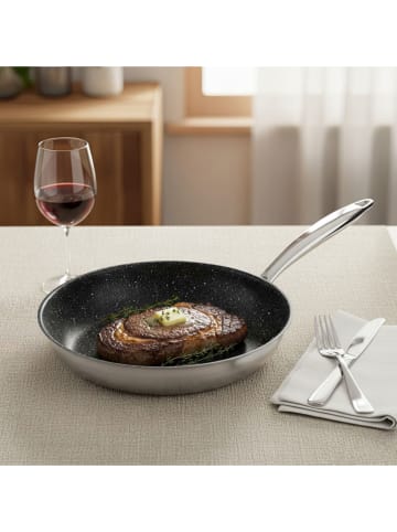 Stoneline 2-delige set: braadpan "Professional" zilverkleurig - Ø 24 cm