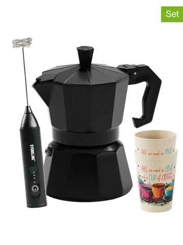 Stoneline 4tlg. Kaffee-Set in Schwarz