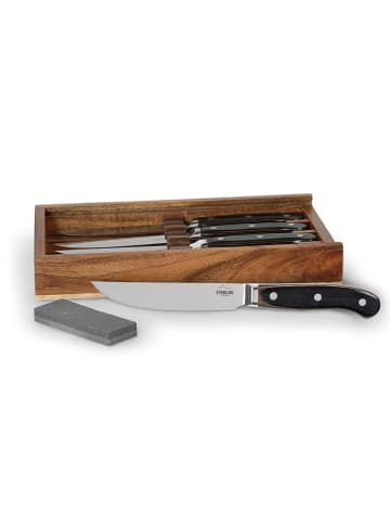 Stoneline 4er-Set: Steakmesser in Schwarz - (L)23,2 cm