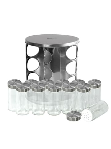 Stoneline 13tlg. Set: Edelstahl-Gewürzregal - (H)22,5 x Ø 19 cm