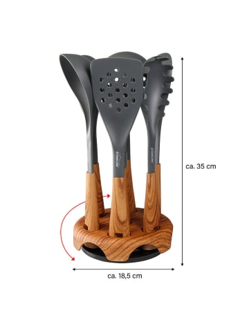 Stoneline 8tlg. Küchenhelfer-Set in Schwarz/ Hellbraun