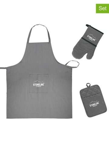 Stoneline 3-delige keukentextielset grijs