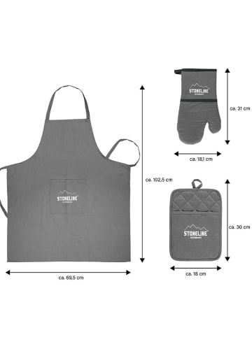 Stoneline 3-delige keukentextielset grijs