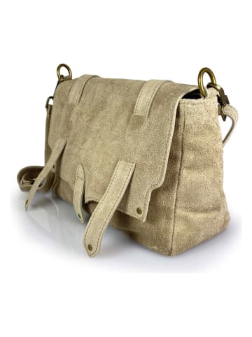 ORE10 Leder-Umhängetasche "Sim" in Beige - (B)30 x (H)21 x (T)8 cm