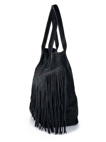 ORE10 Leder-Schultertasche "Rabar" in Schwarz - (B)36 x (H)45 x (T)19 cm