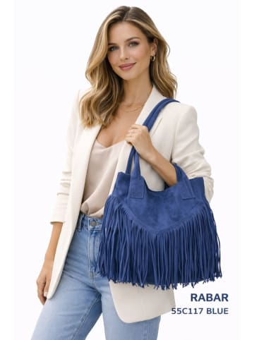 ORE10 Leder-Schultertasche "Rabar" in Dunkelblau - (B)36 x (H)45 x (T)19 cm