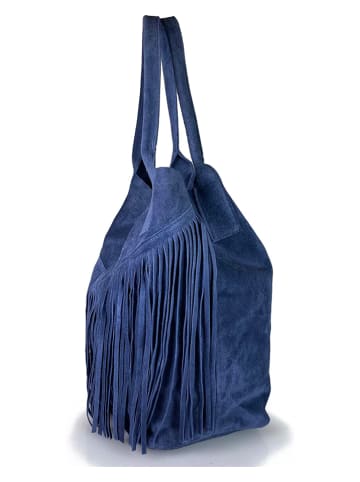 ORE10 Leder-Schultertasche "Rabar" in Dunkelblau - (B)36 x (H)45 x (T)19 cm
