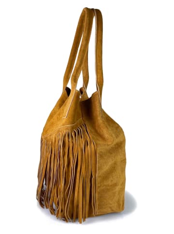 ORE10 Skórzany shopper bag "Rabar" w kolorze jasnobrązowym - 36 x 45 x 19 cm