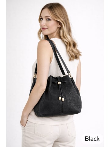 ORE10 Leren schoudertas "Acacia" zwart - (B)30 x (H)26 x (D)16 cm