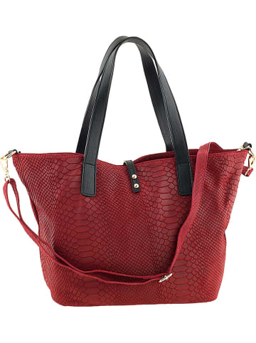 ORE10 Leder-Schultertasche "Acacia" in Rot - (B)30 x (H)26 x (T)16 cm