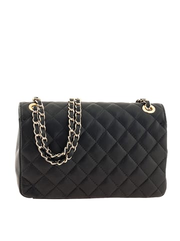 ORE10 Leder-Schultertasche "Edalea" in Schwarz - (B)27 x (H)18 x (T)12 cm